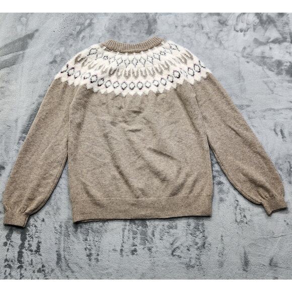 NEW Maurices Sweater Womens M Tan Fair Isle Eyelash Crew Neck Pullover Stretch - Picture 2 of 11
